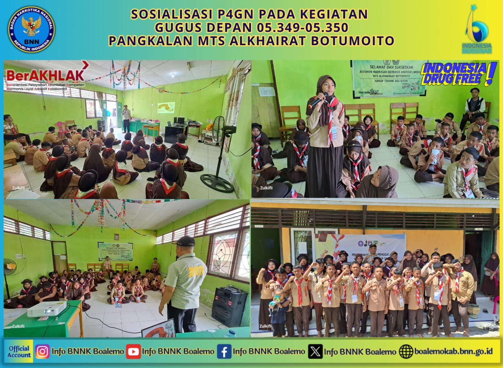 Sosialisasi P4GN: Kepala BNNK Boalemo Ajak Siswa MTS Alkhairat Lawan Narkoba Sosialisasi P4GN: Kepala BNNK Boalemo Ajak Siswa MTS Alkhairat Lawan Narkoba